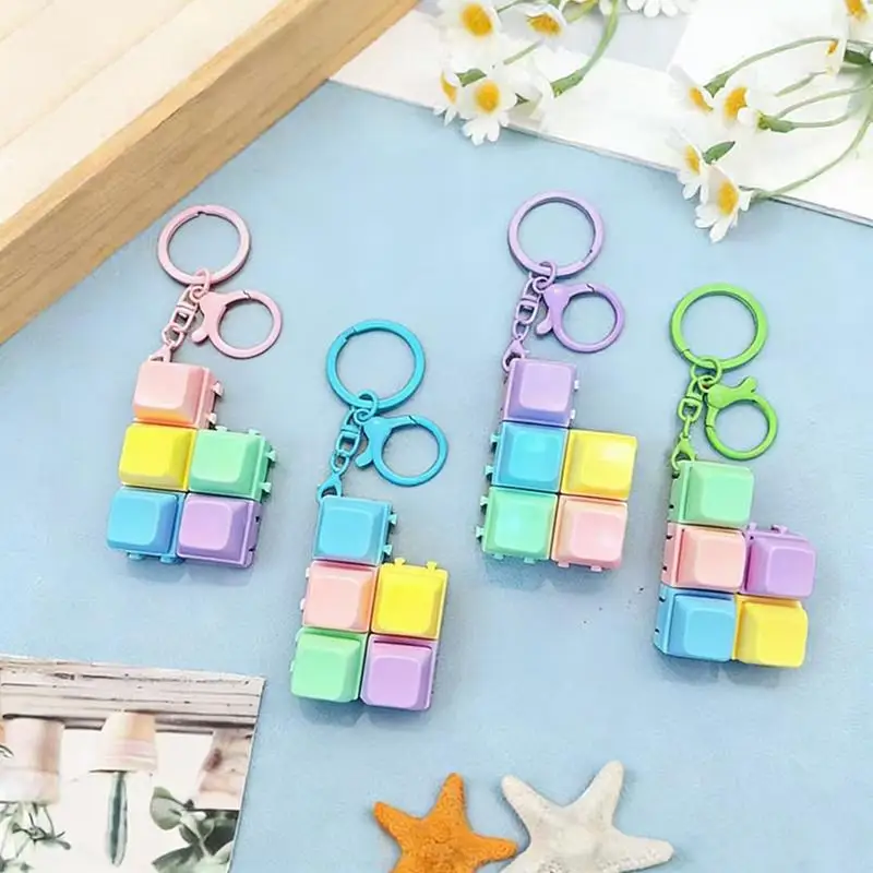 Fingertip Pressing Key Keychain Stress-relieving Finger Keyboard Keychain Fidget Decompression Stress Relief Keyboard Clicker