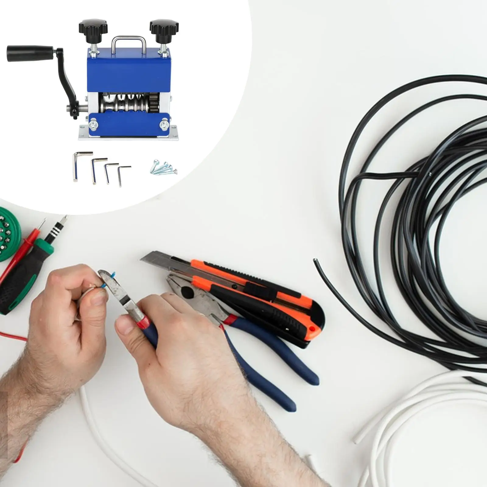 

Drill Powered Wire Stripper Manual Cable Peeling Machine Double Spring for Scrap Copper Wire and DIY Projects