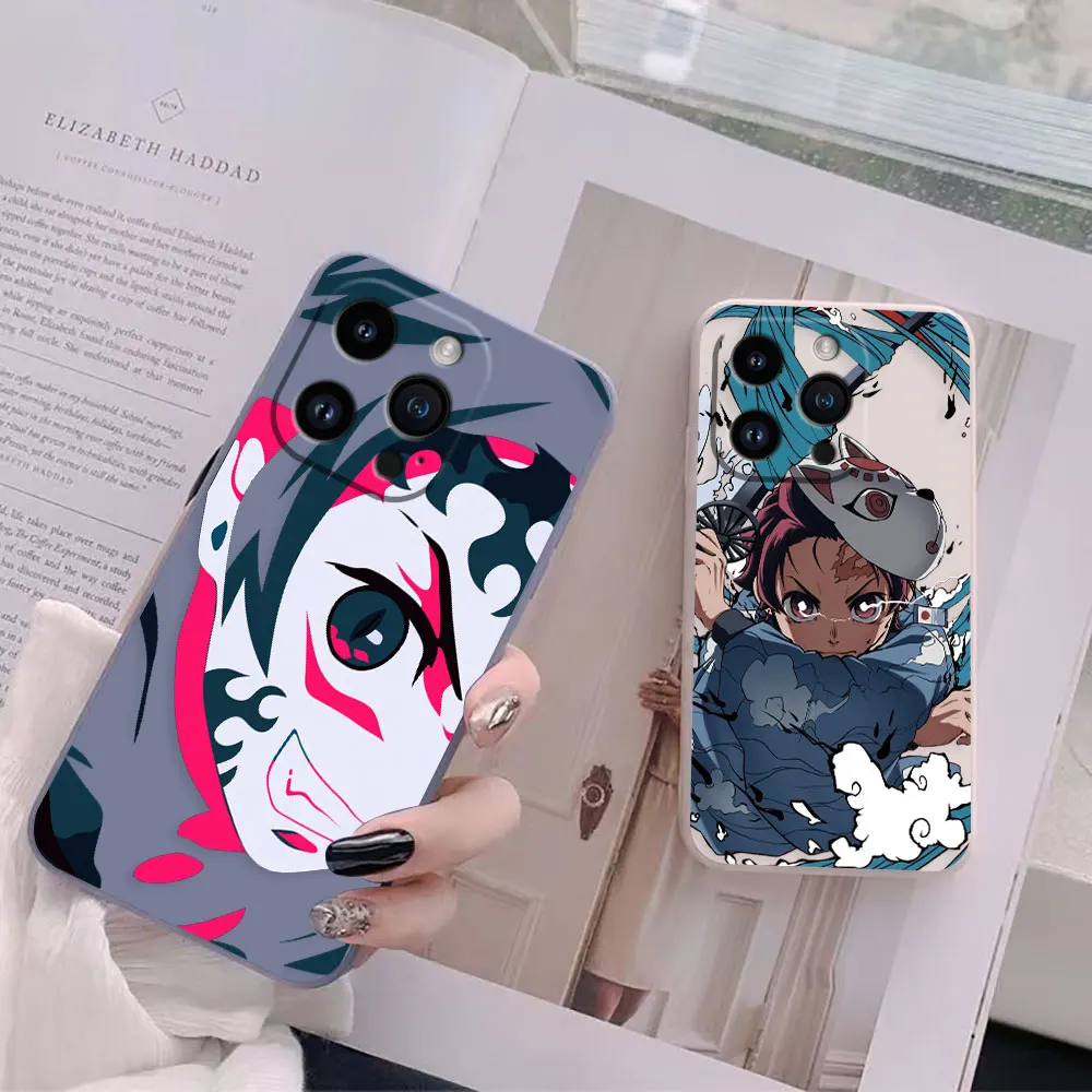 Tanjiro Mange Art Phone Case For Apple iPhone 14 13 12 11 Pro XS Max Mini X XR SE 7 8 6 15 Plus Colour Liquid Case Cover Funda