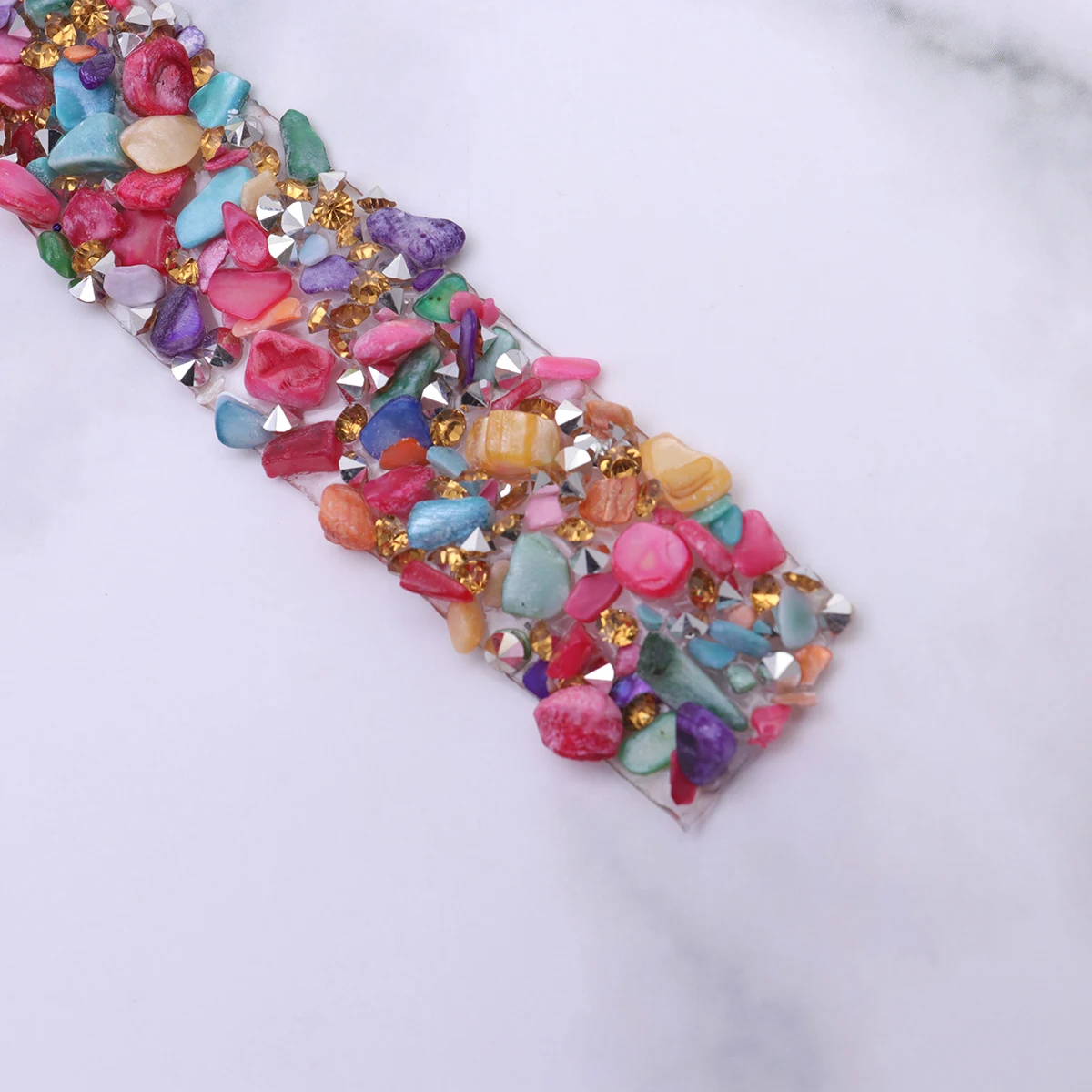 

Bling Colorful Stone Glue Strips Ribbon for Crafts Halloween Silver Decorative Trim Sewing