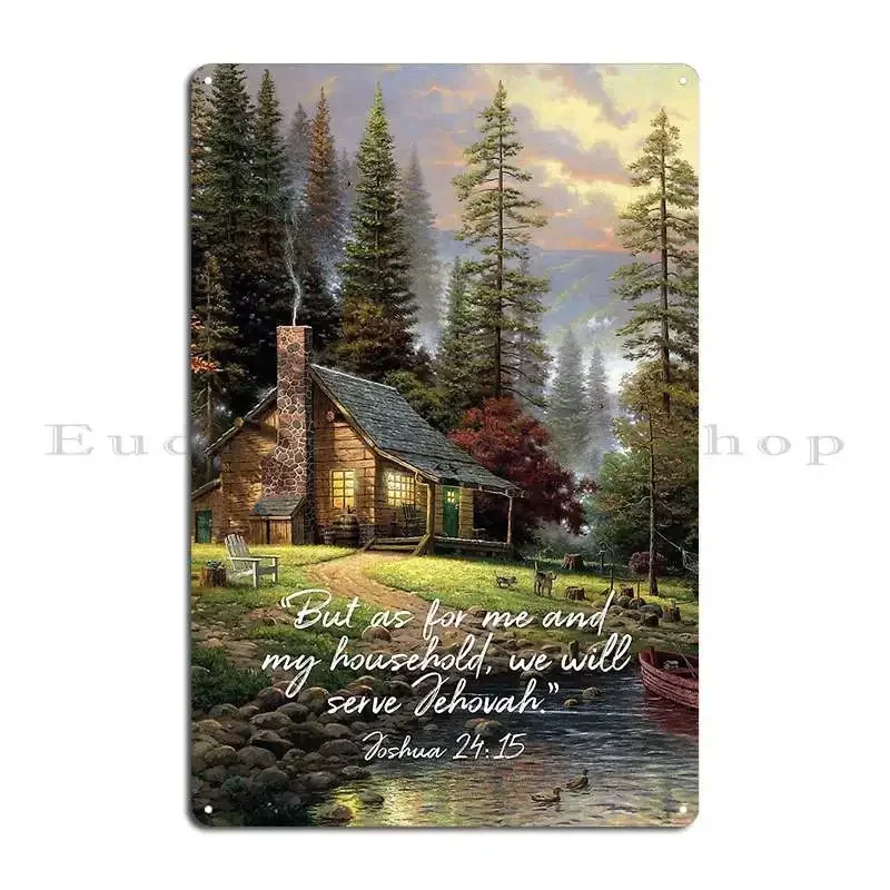 Joshua 24 15 Metal Sign Decoration Kitchen Print Wall Plaque Retro Tin Sign Poster