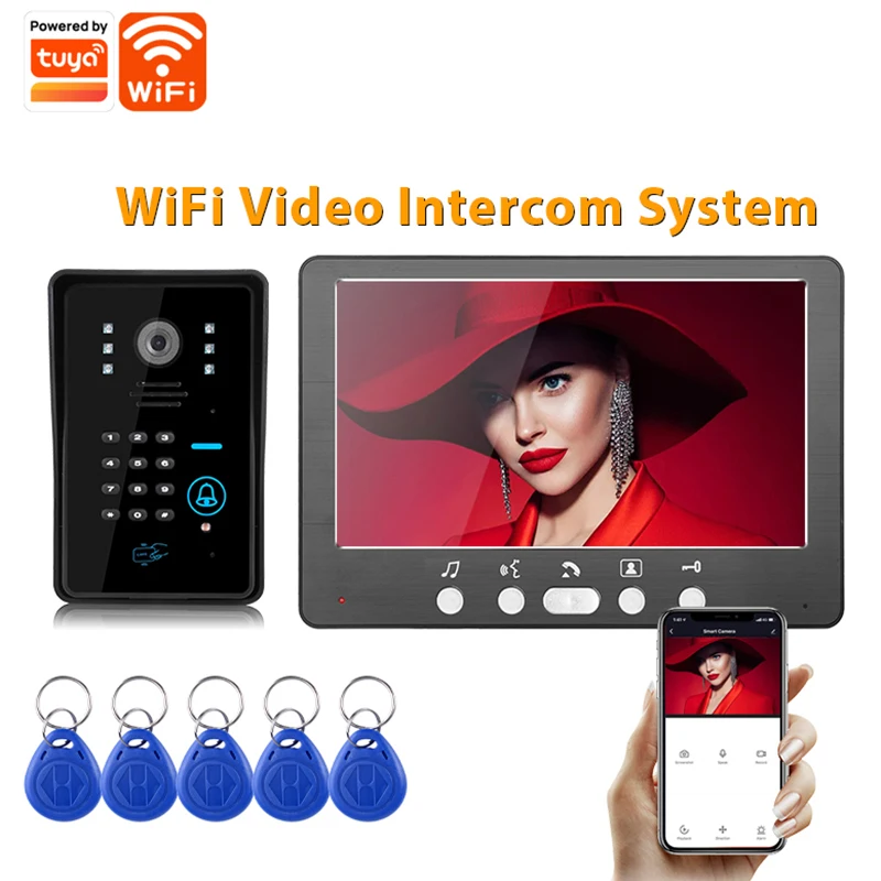 Wired Visual Intercom Doorbell WiFi Remote Graffiti Monitoring Password Swiping Card Remote Unlocking One-To-One