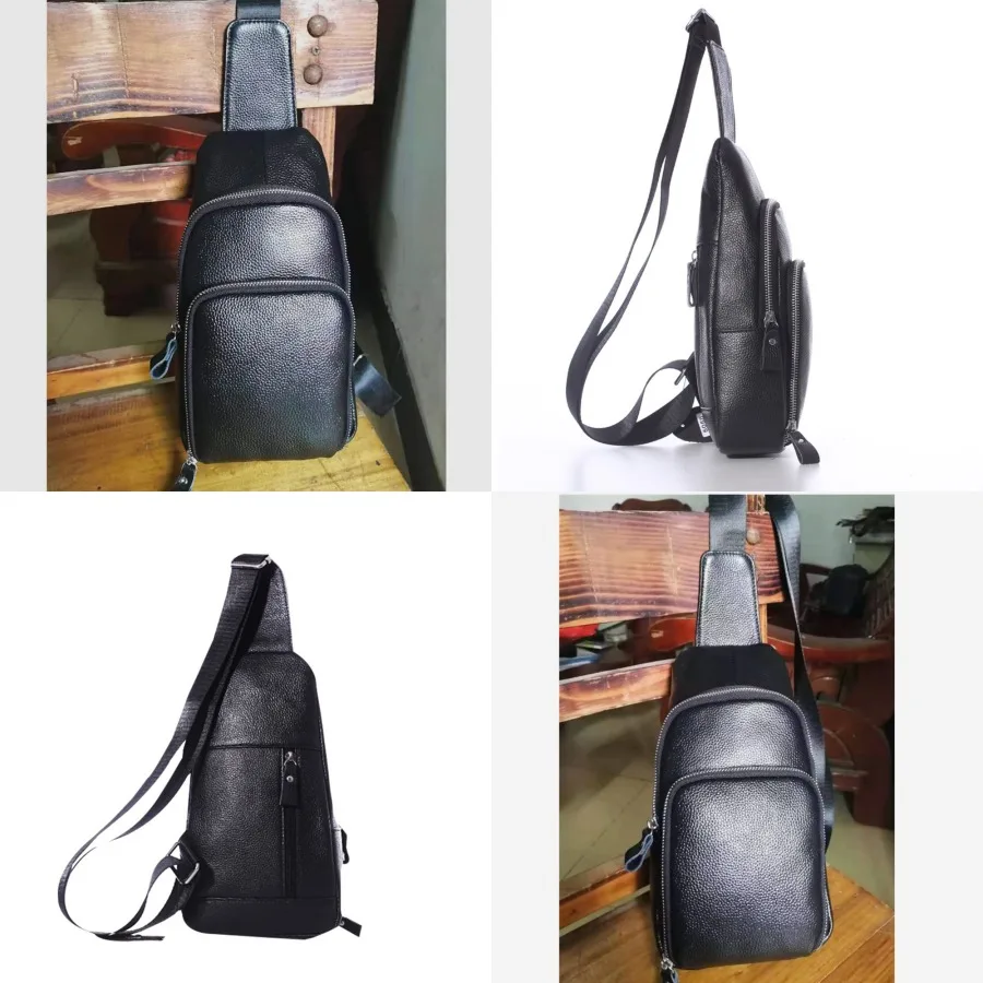 

【Новый стиль】Мужская нагрудная сумка из натуральной кожи первого слоя от производителя, корейская повседневная сумка через плечо, многофункциональная нагрудная сумка.