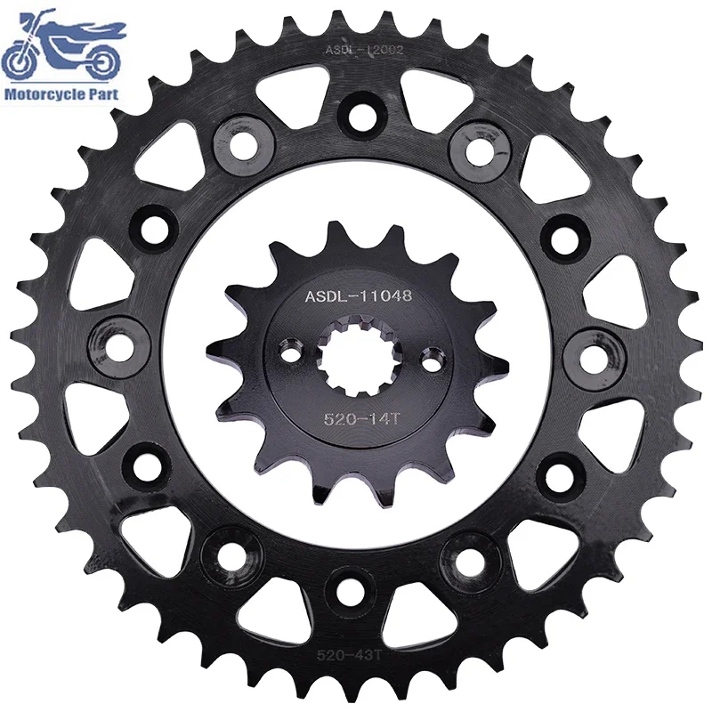 250cc Motorcycle Front Rear Sprockets Steel Gear Pinion for HONDA CRM250 MD 32 24 CRM 250 AR MD32 CRM250 RP2 MD24 14T/43T 520