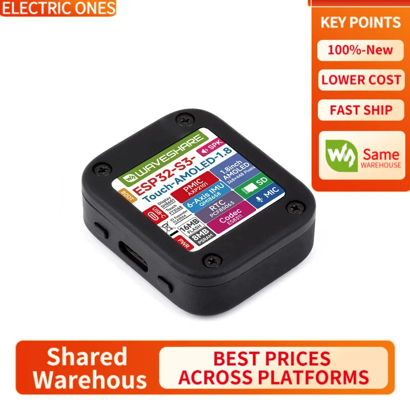 

【Waveshare genuine】- ESP32-S3 1.8inch AMOLED Touch Display Development Board, 32-bit LX7 Dual-core Processor, 368×448