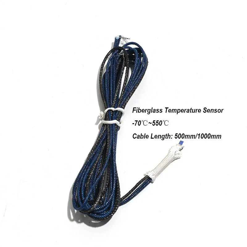 1PC PT100 Type Thermal Resistance Fiberglass Temperature Sensor -70℃~550℃ 2wire 500mm/1000mm Precision 2B/B/A Flame-retardant