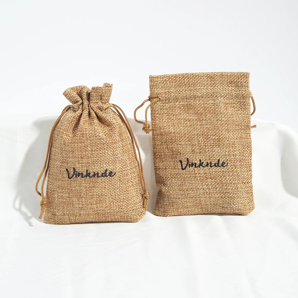 Bluk 13X18cm Burlap Bag Eco-Friendly Custom Logo Wedding Christmas Gift Bag Jute Linen Soap Jewelry Pouch Sacks With Drawstring