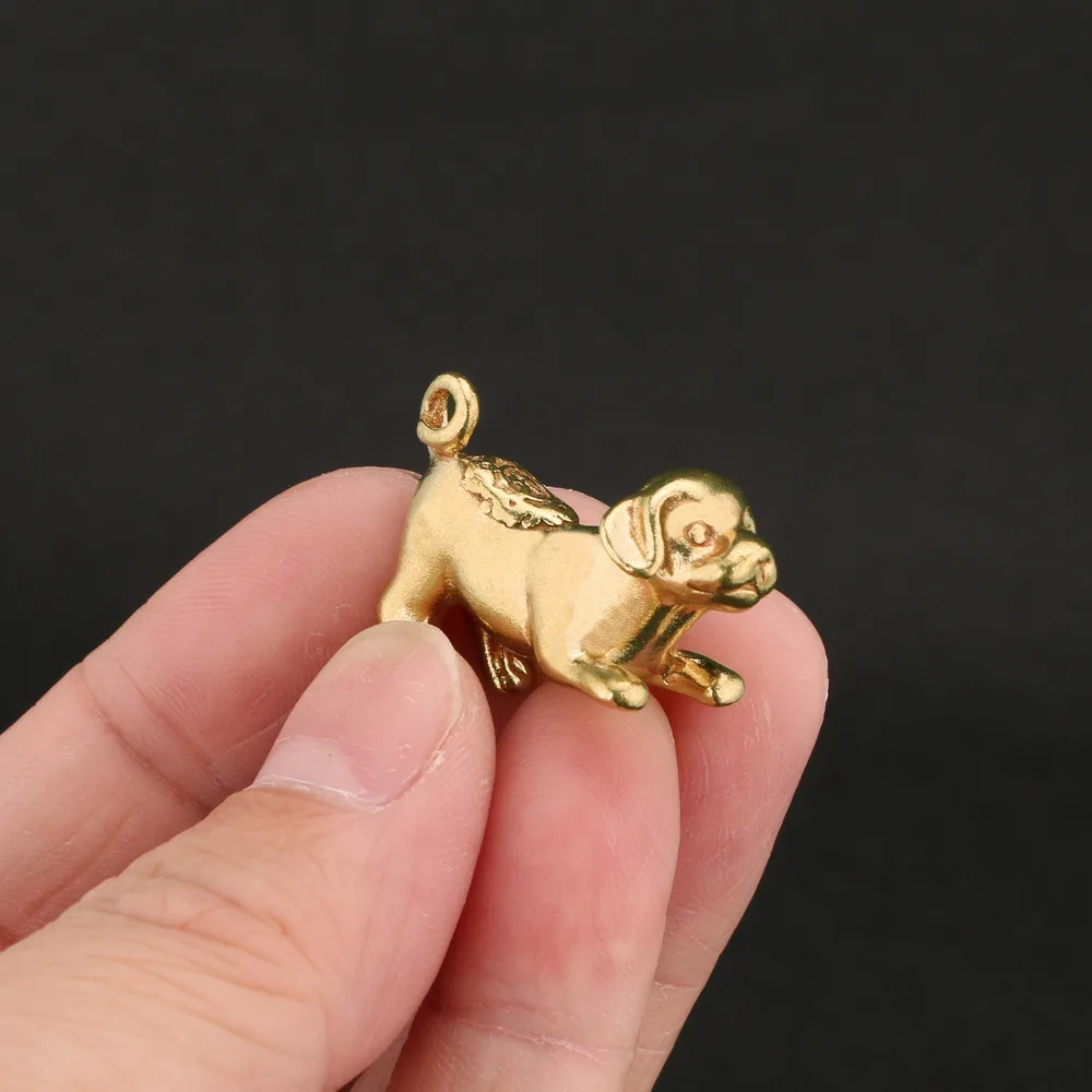 New Hot-selling Wangcai Dog Brass Decoration Keychain Pendant Zodiac Dog Jucai Car Decoration Small Pendant Arts and Crafts