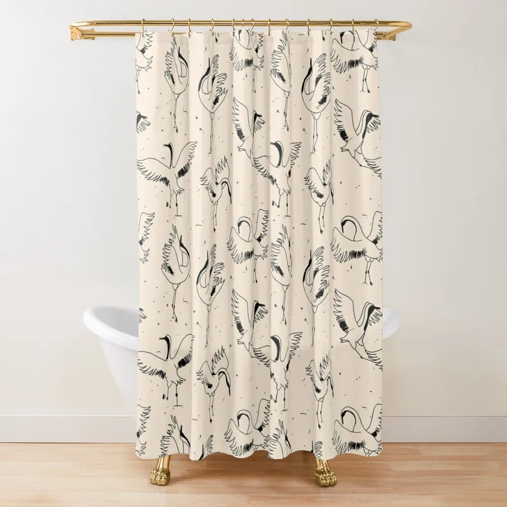 

Crane Dance Pattern Shower Curtain Shower Sets For Bathroom Funny Shower Curtain