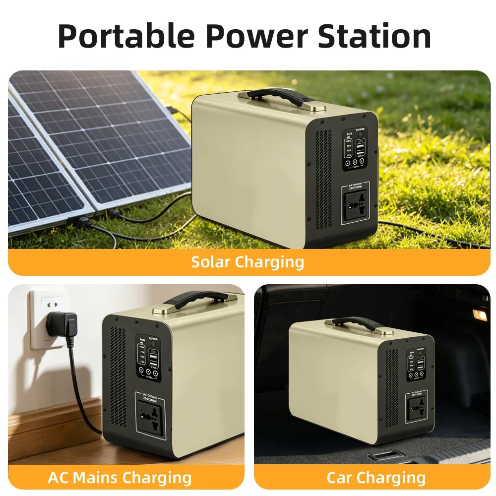 Portable Power Station with 300W AC/DC Output 1000Wh High-Capacity Solar Generator for Outdoor Camping Emergency Backup Power