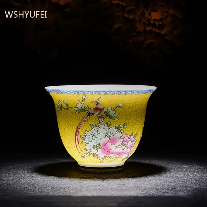 4 pcs/lot Chinese Exquisite Pastel Ceramic Teacup Coffee cup Handmade Porcelain Tea set Accessories Portable Personal Single Cup