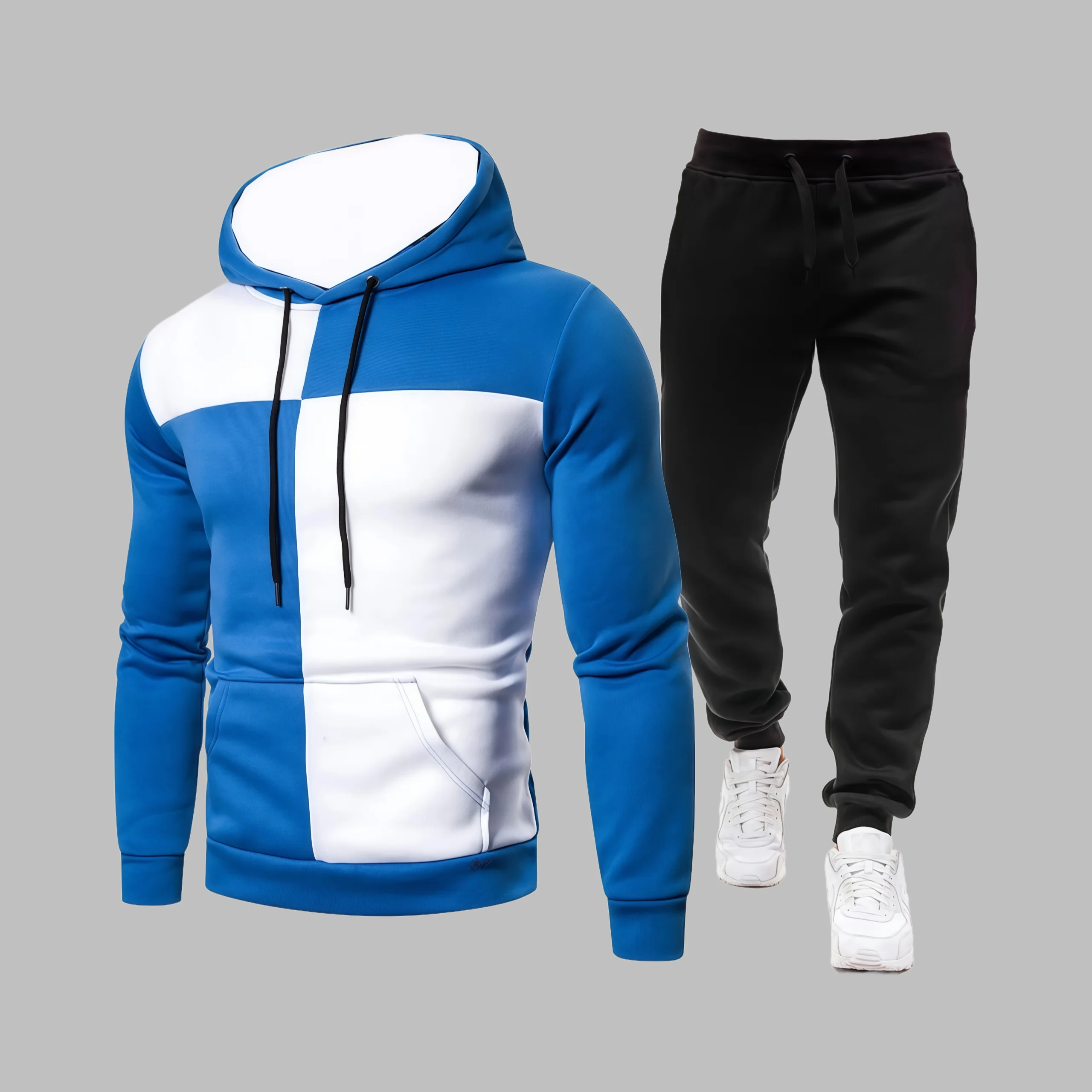 

Autumn/Winter Y2KHooded Sports Set with Splicing Printed Casual Men's Popular Fashion, Bestselling Fashion, Sports Two Piece Set