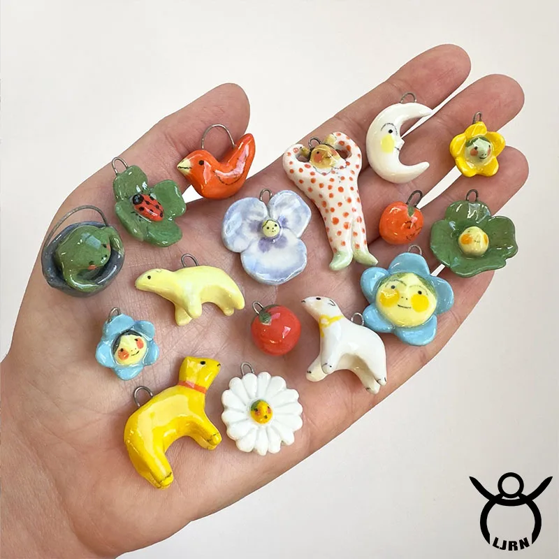 2025 New Ceramic Handmade DIY Accessories Colorful Hand-Drawn Paint INS Necklace Jewelry Making Pendant Accessories