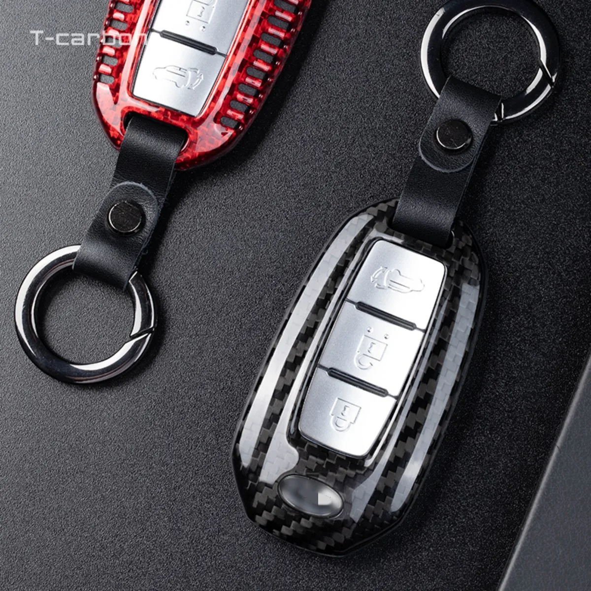 T-carbon Carbon Fiber Car Key Cover For New Infinity Q50 Q60 QX50 QX55 QX60 Key Case Fob Shell Interior Accessories view 5
