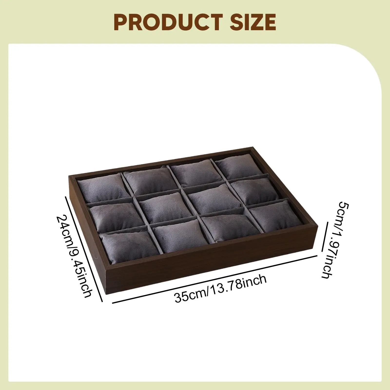 Watch Case Velvet Jewelry Tray Organizer with Removable Pillows for Bracelet Necklace Display
