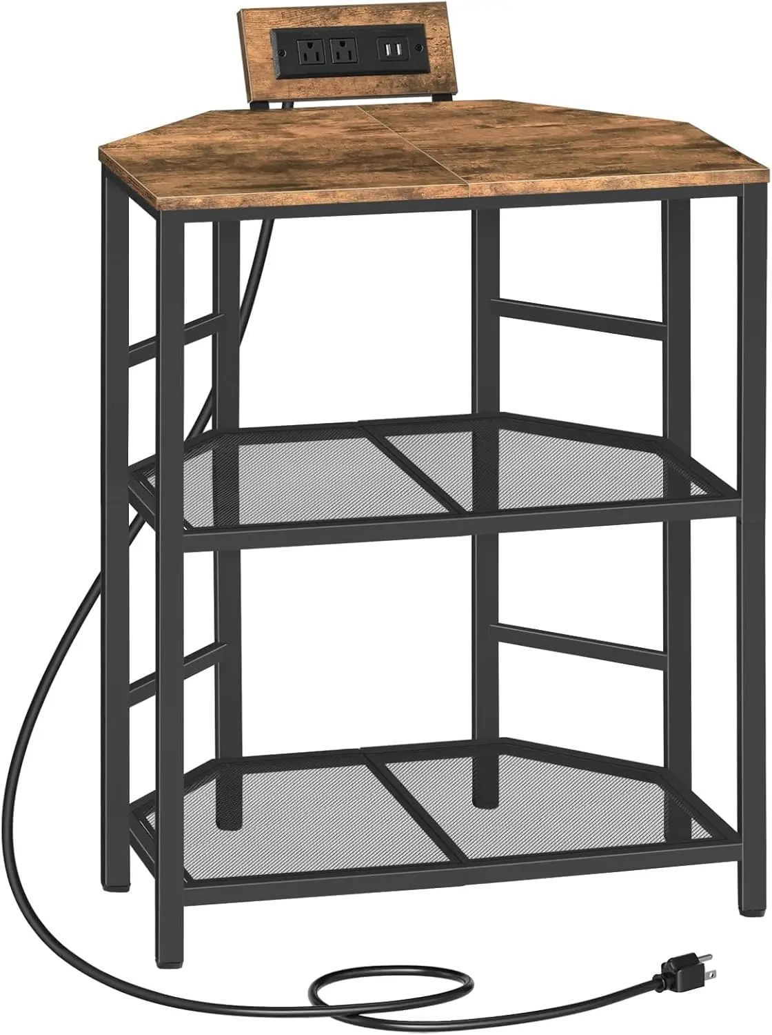 

Corner Printer Stand with Charging Station, 3-Tier Adjustable Table for Office & Home Storage