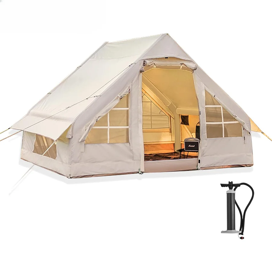 Waterproof Outdoor Canvas Inflatable Camping Tent 5-6 Person Portable Customized Home Camping Tent