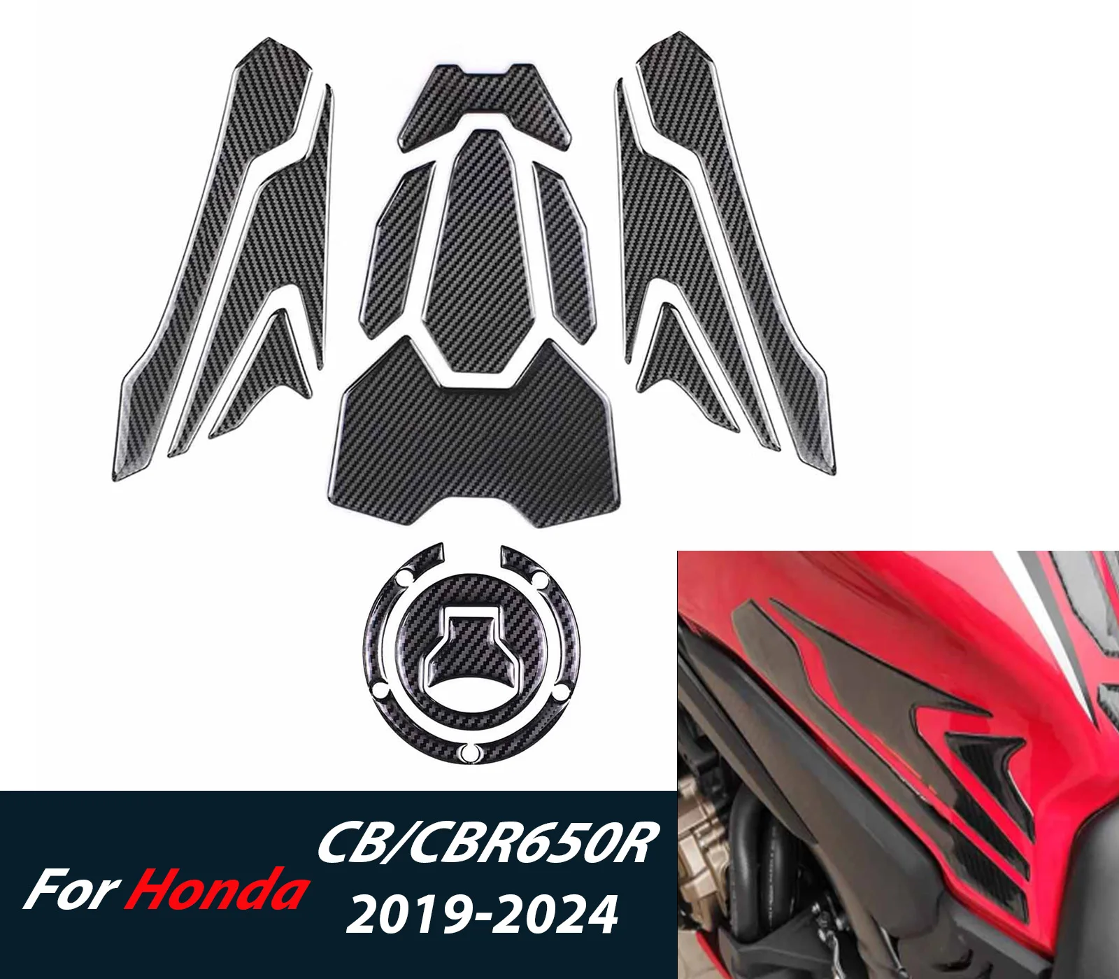 

Накладки на бак мотоцикла для Honda CB CBR 650R 2019-2024, защитная наклейка, боковая тяговая накладка на бак, аксессуары