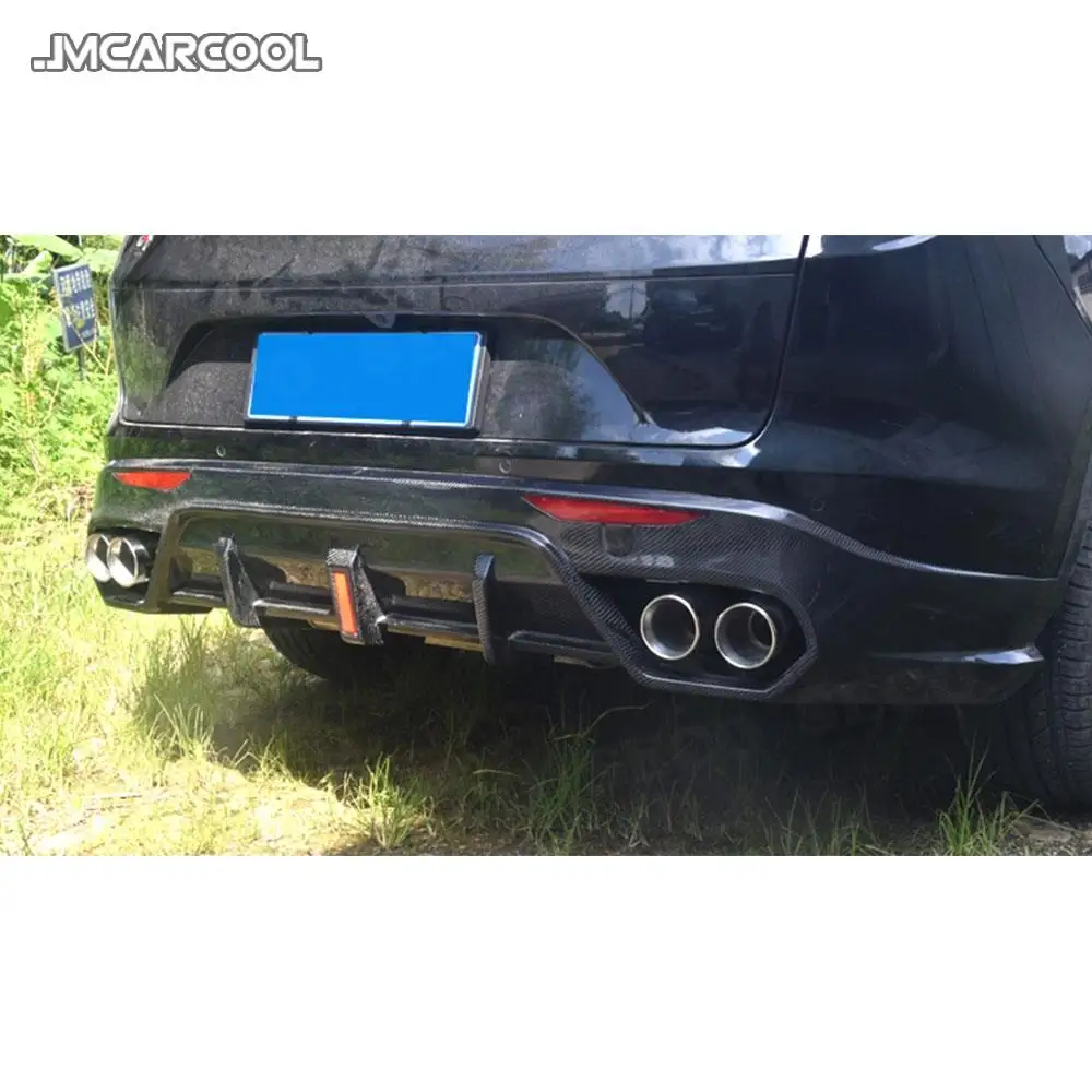 

JMCARCOOL For Alfa Romeo Stelvio 2017-2019 Rear Lip Diffuser Carbon Fiber Fins Shark Style Spoiler Car Bumper Apron Guard Trims