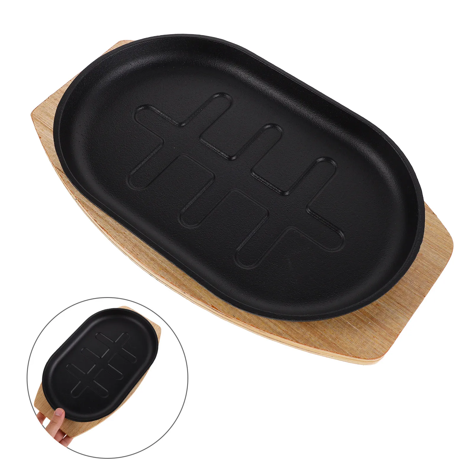 Plancha de hierro fundido para bistecs y fajitas, precurada, apta para horno, de alta resistencia, para catering y cocina al aire libre en fogatas.