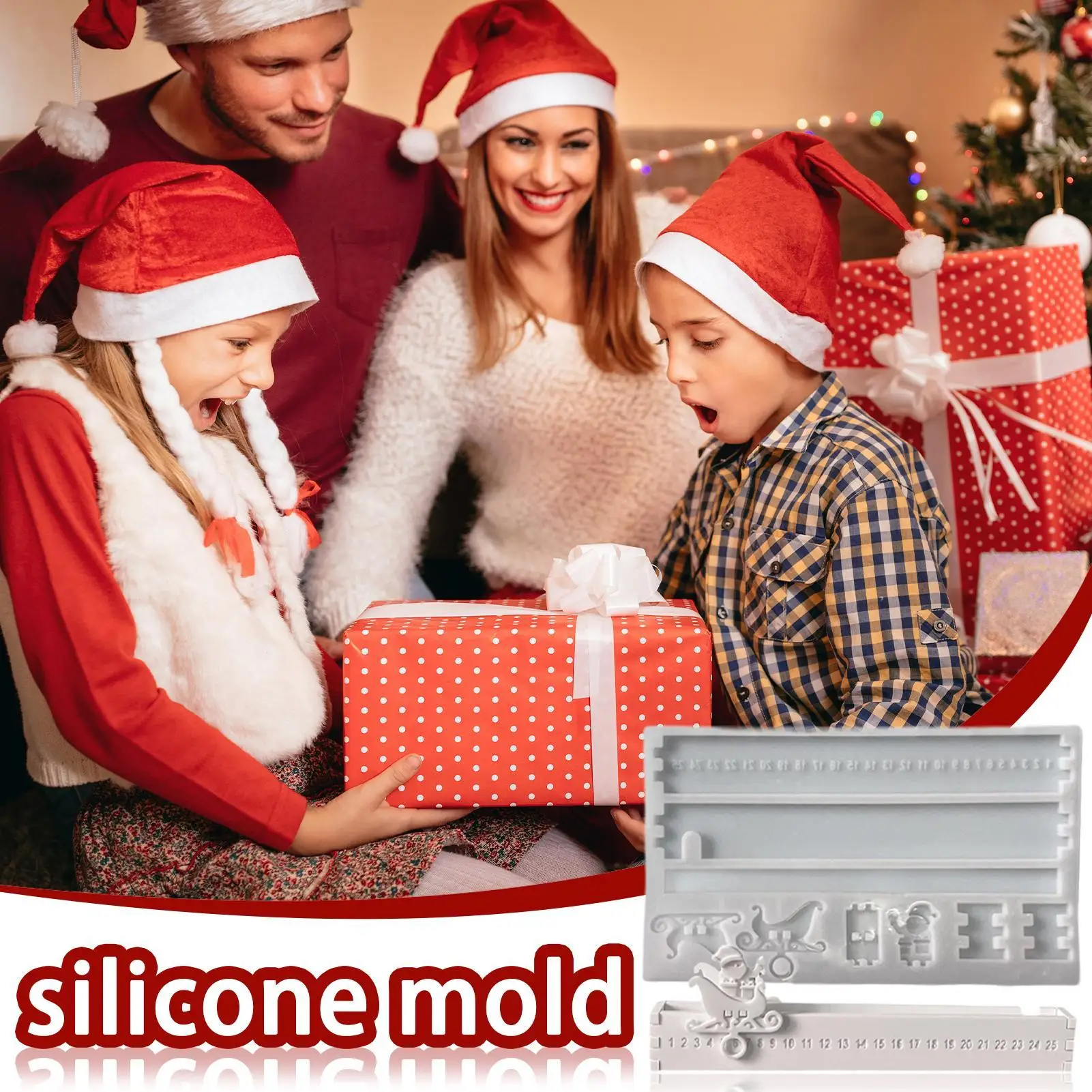 عيد الميلاد العد التنازلي قالب من السيليكون 25 يوم عطلة التقويم مجيء قالب الشوكولاته سهلة الإصدار لوازم الحرفية للبالغين الخبز