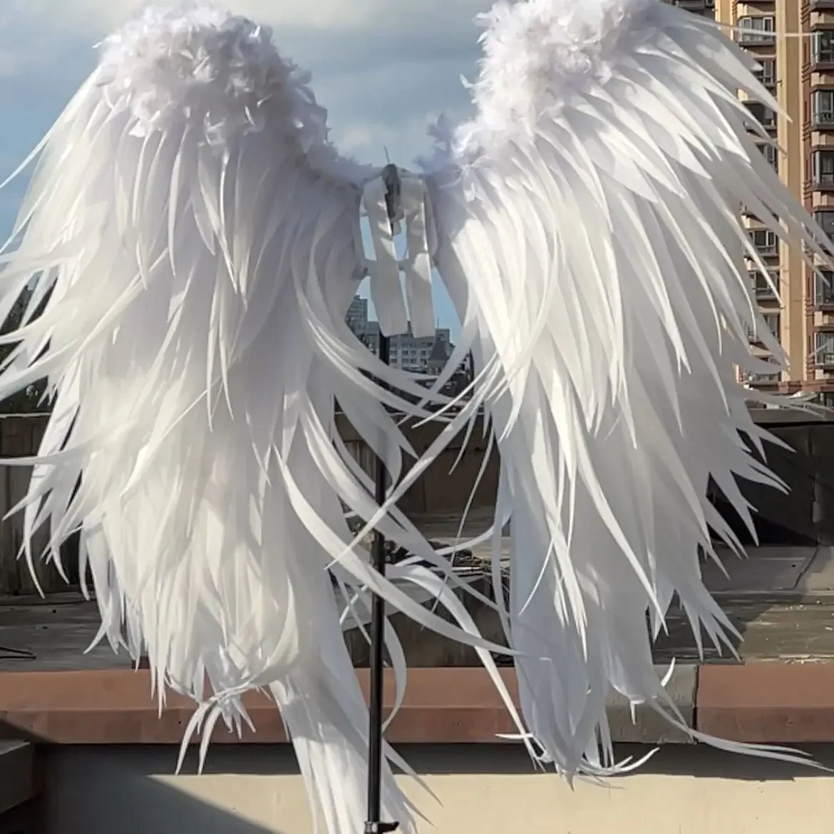 New Adult White Feather Wings  Halloween Model Catwalk Costume Super Wings Nightclub Performance Props