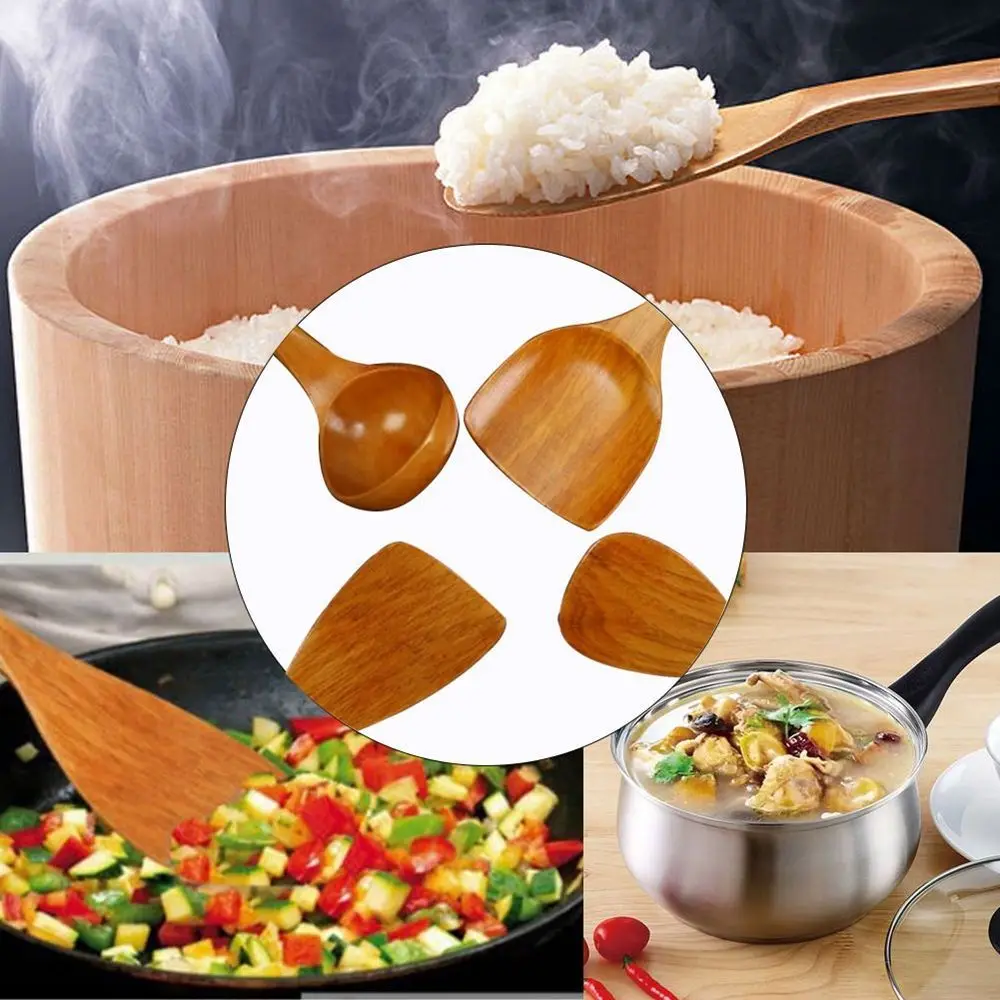 Spoon Long Wooden Supplies Fish Steak Frying Pan Tools Cooking Tools Turners Spatula Shovel