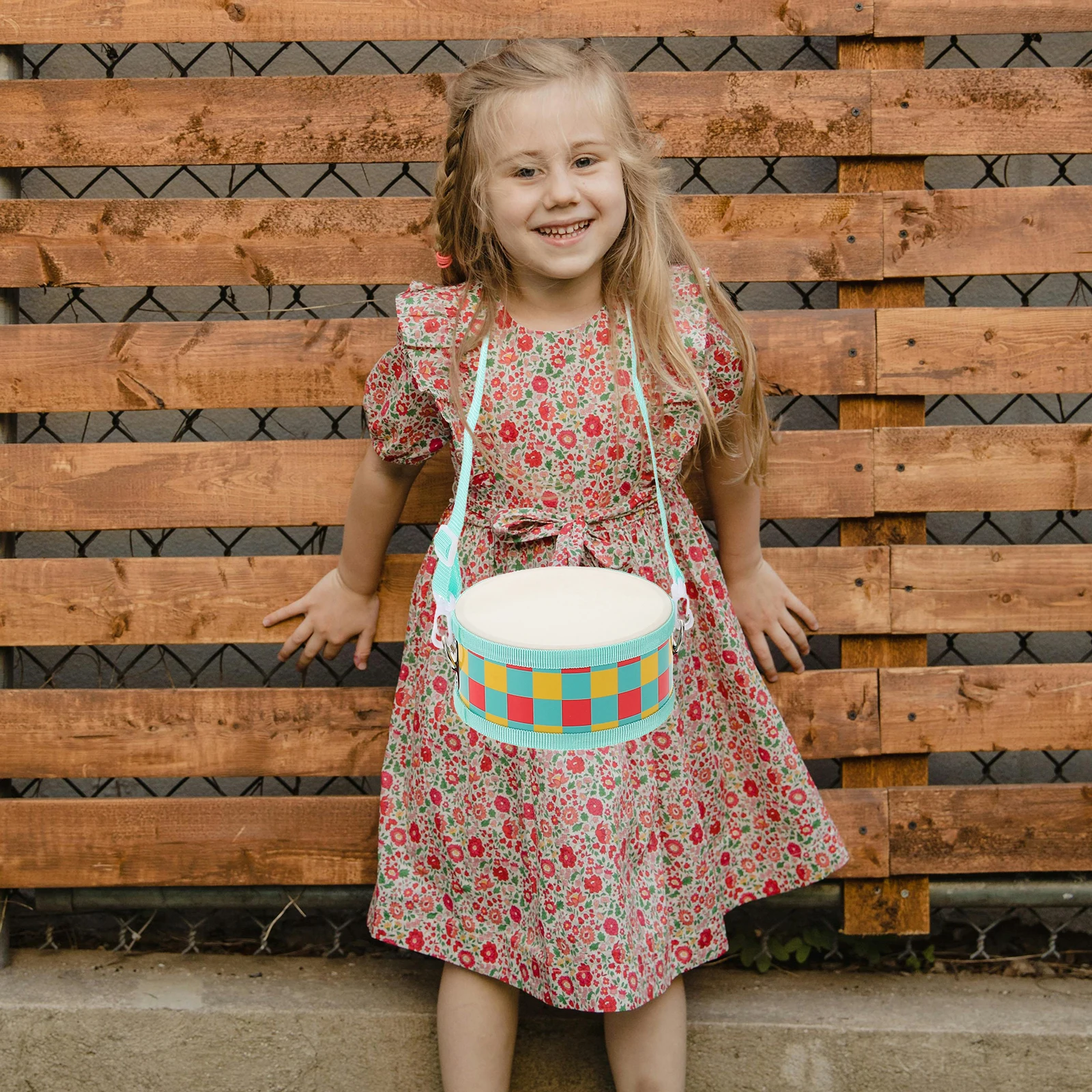 

Cute Cartoon Double-Sided Wooden Drum Lightweight Hand Drum Educational Musical Instrument Gift for Birthday