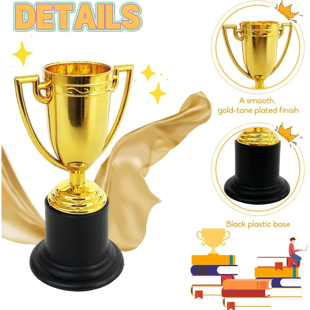 Gold Award Trophy Cups aus Kunststoff, Golden Award Trophy Cups Set, Gold Participation Trophy Cup für Partygeschenke