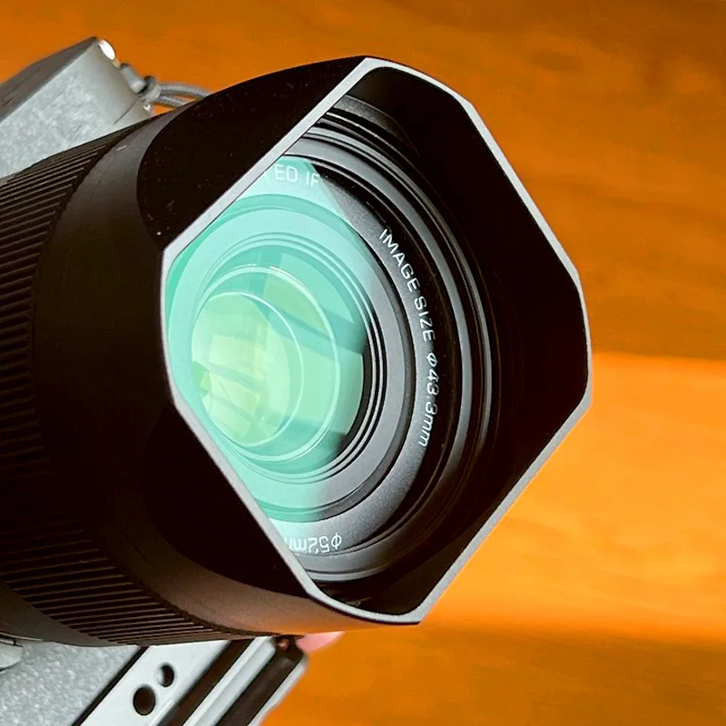 Diseño para Viltrox 40mm F2.5 25mm F1.7 35mm F1.7 56mm F1.7 Parasol cuadrado de metal de bayoneta con tapa de metal gratis