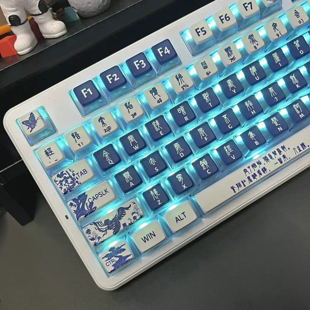 

Made68 blue and white porcelain transparent keycap PBT hot sublimation transparent ASA high light transmission 68/75/87/98/108