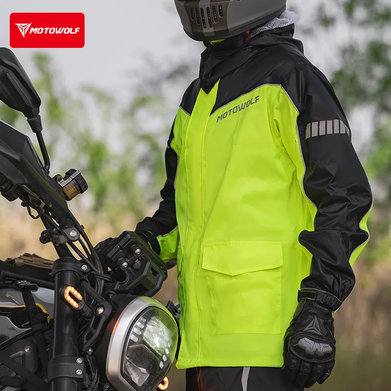 

Waterproof Motorcycle Raincoat Split Rainsuit Motorcycle Jacket and Pants Rain Cover for Biker Lightweight Foldable Reflective
