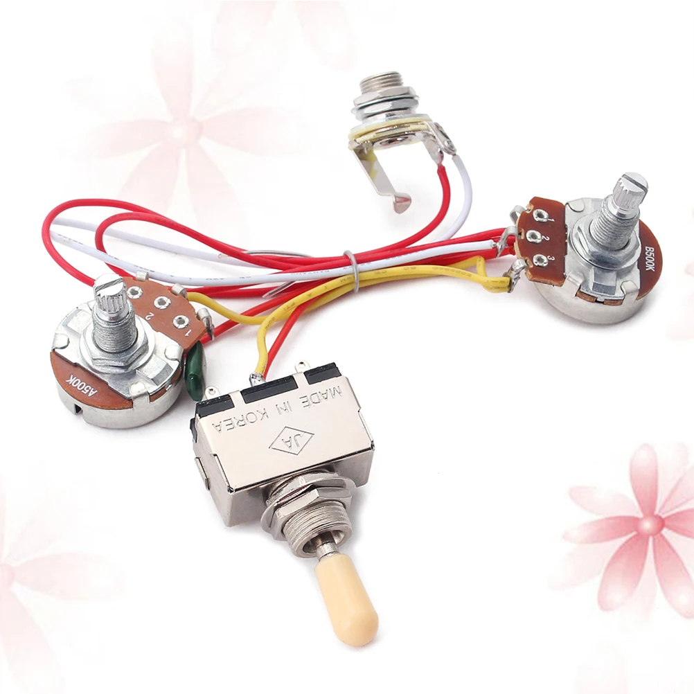 

Yellow Cap Potentiometer 500K 1 Volume 1 Tone Toggle Switch Guitar Wiring Harness Kit Durable Low Noise