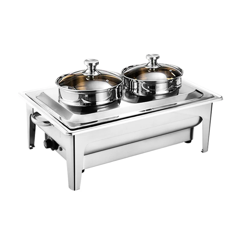 Commercial Deluxe 8L Buffet Stove Durable Electric Catering Food Warmer Stainless Steel Hotel Chafing Dish For Soup Fuel Heating