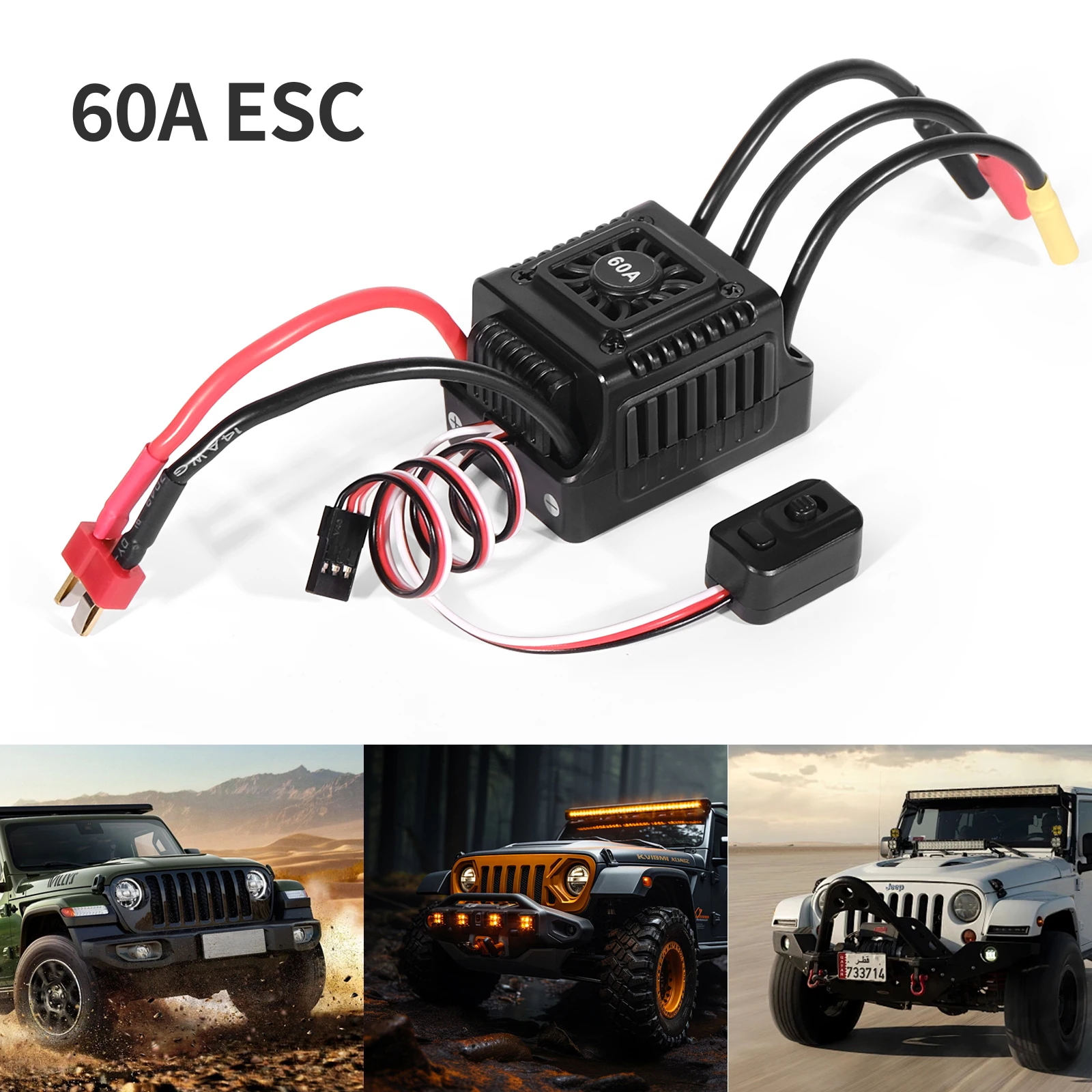 WSDT-60A-BT Sensorless Brushless ESC T-Plug Black 60A 2-3S LiPo For 1/10 RC On-Road Off-Road Buggy Monster With 5.85V/3A BEC