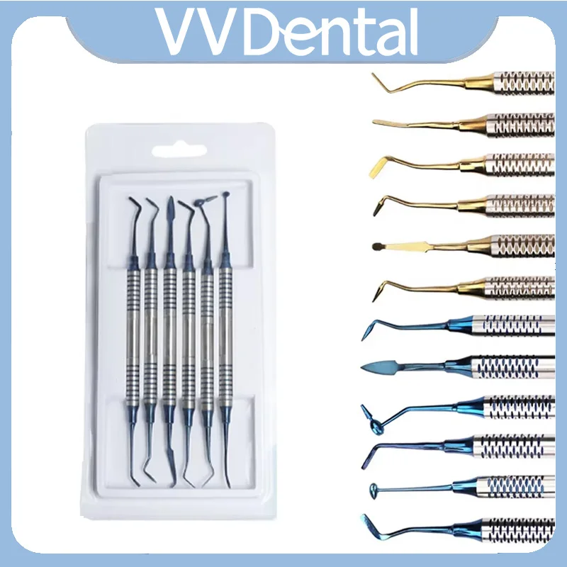 

6 шт./компл., стоматологическая композитная смола, шпатель для наполнения, титановая головка, смоляный наполнитель, толстая ручка, инструменты для восстановления стоматологии