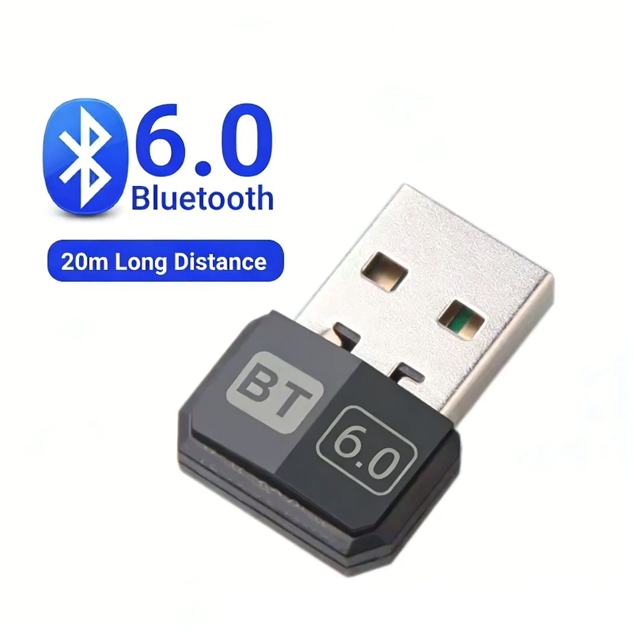 

KEBIDUMEI USB Bluetooth 6.0 Adapter for PC Windows 11/10/8.1 Bluetooth Receiver Transmitter for Keyboard/Mouse Speak USB Dongle