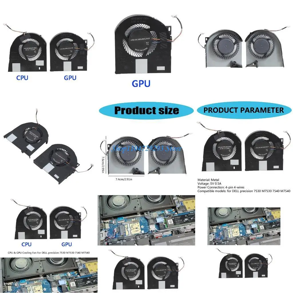 

Y2GD CPU GPU Fan Laptop Cooling Fan 5V 0.5A 4 pin Radiator for DELL 7530