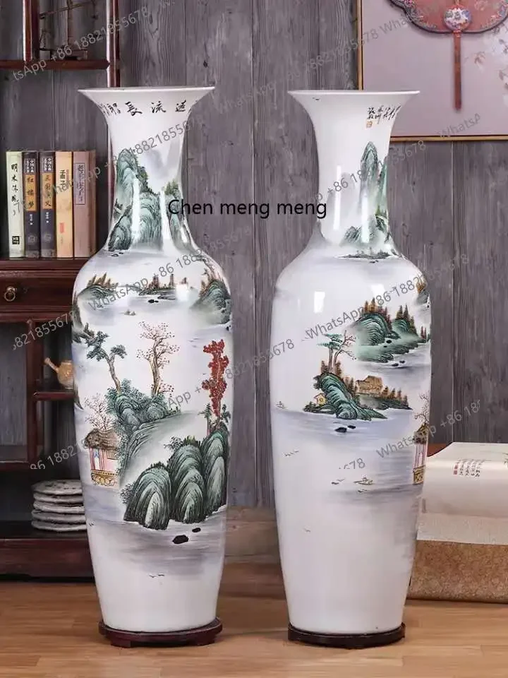 Jingdezhen ceramics floor-to-ceiling 1.4-meter ornaments New Chinese-style home furnishing living room decoration