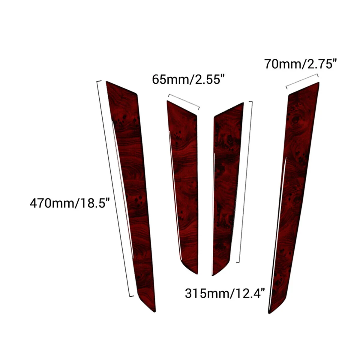

4PCS Red Wood Grain Interior Door Panel Trim CoverNew Arrivals Class W204 2007-2013