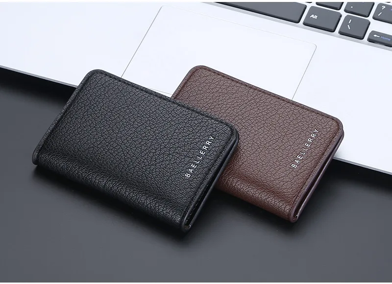 Baellerry Slim Compact Luxury Brand Wallet Men Soft Leather Credit Card Holders Wallet for Men Small ID Card Case Cardholder