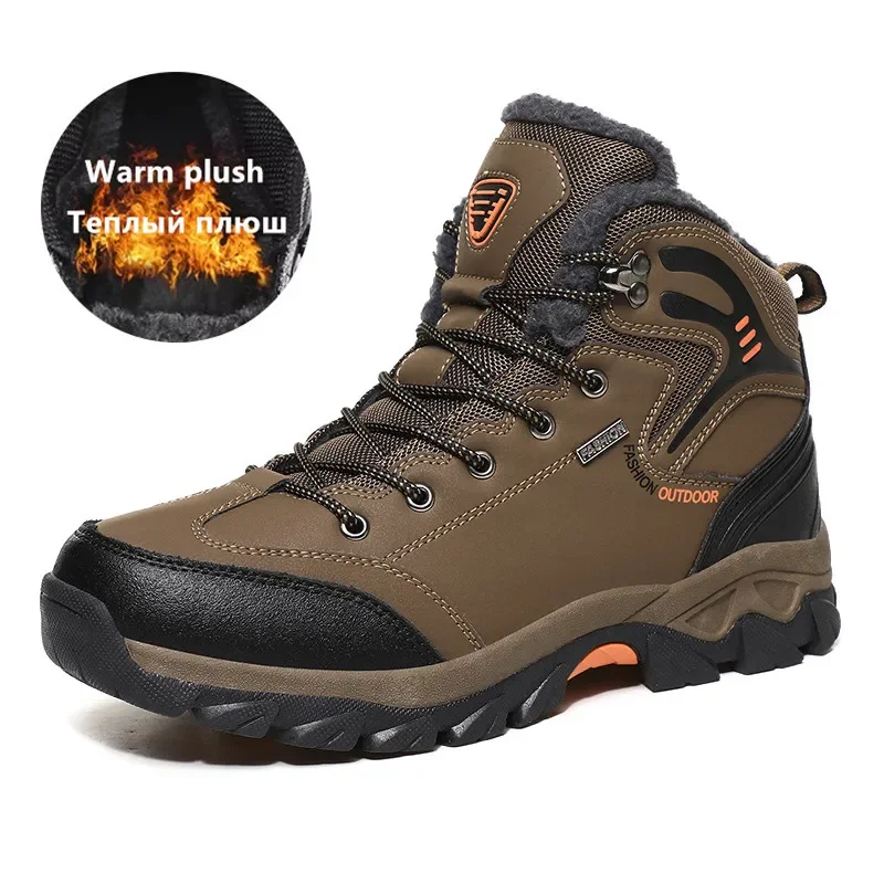 Marke Winter Herren stiefel warme Herren Schneeschuhe hochwertige Leder wasserdichte Herren Turnschuhe Outdoor Herren Wanderschuhe Arbeits schuhe