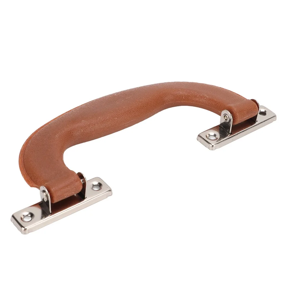 Vintage Suitcase Handle Sturdy Durable Brownish Trunk Pull Handle Imitation Leather Black Plastic Luggage Handles Toolbox