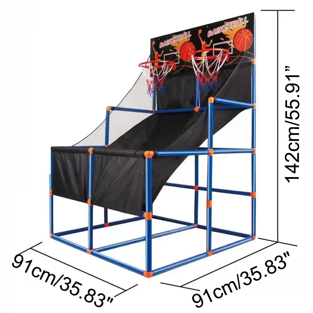 2025 เด็กกีฬาในร่มของเล่นคะแนนเกม Double Shoot อาเขตบาสเกตบอล Street Hoops Stand Rack