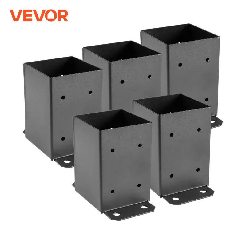 VEVOR 3.6×3.6 Inch Fence Post Base Mount 3 5 10 Pcs Concrete Deck Post Anchor Powder Coated 2.5 Lbs With 26 Self-tapping Screws