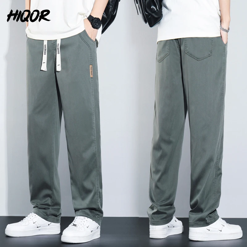 

HIQOR 2024 New In Men's Casual Pants Summer Straight Thin Trousers Male Baggy Pants Pantalones Hombre Jogging Man Big Size S-4XL