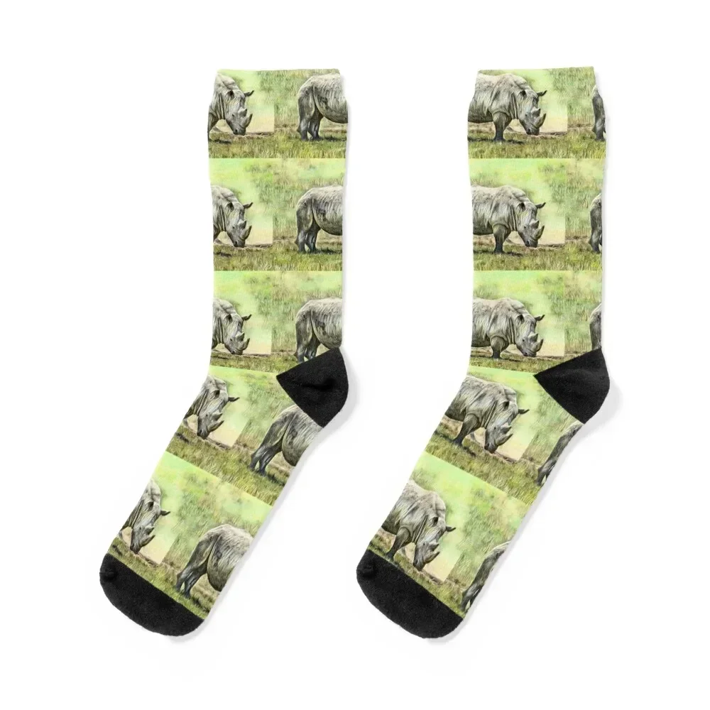 Rhino in the Field Socks men cotton high quality anti-slip Mens Socks Women's