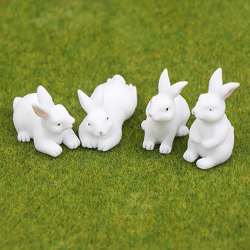 1PC DIY Craft Decoration Mini Resin Rabbit Figurines Farm Animal Miniature Fairy Garden Micro Landscape Ornament