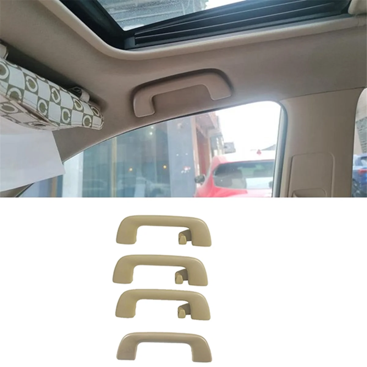 Car Inner Roof Armrest Ceiling Pull Handle with Hook 74610-52020 for Toyota Corolla Yaris Prius 4Runner Beige