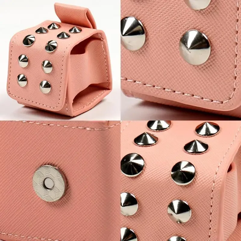 Mini Golf Ball Bag Golf Ball Storage Pouches PU Leather Rivets  Ball Storage  Protective Cover Waist Belt